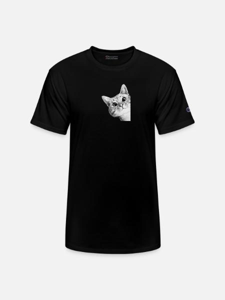Curious Kitten Mono Sketch - Champion Unisex T-Shirt - black
