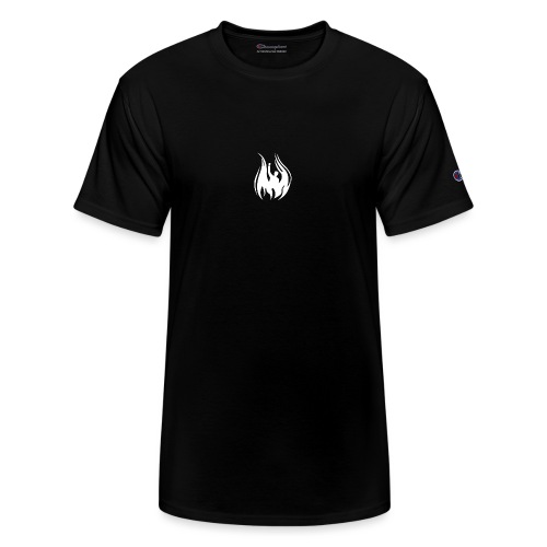 Front (DMN Flame Man-White) _ Back (Blank) - Champion Unisex T-Shirt
