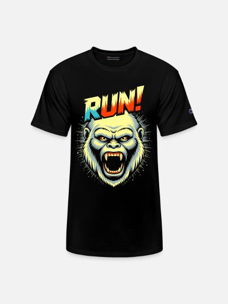 RUN! – Screaming Yeti Face - Champion Unisex T-Shirt - black
