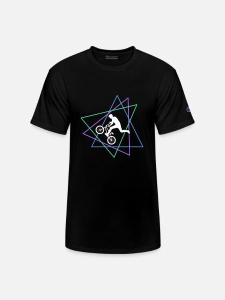 Geometric BMX Stunt Rider - Champion Unisex T-Shirt - black