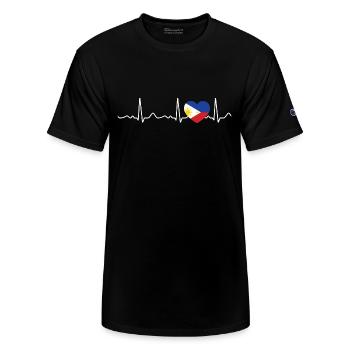 Philippines - heartbeat, pulse, heart line, ecg - Champion Unisex T-Shirt - black - Front