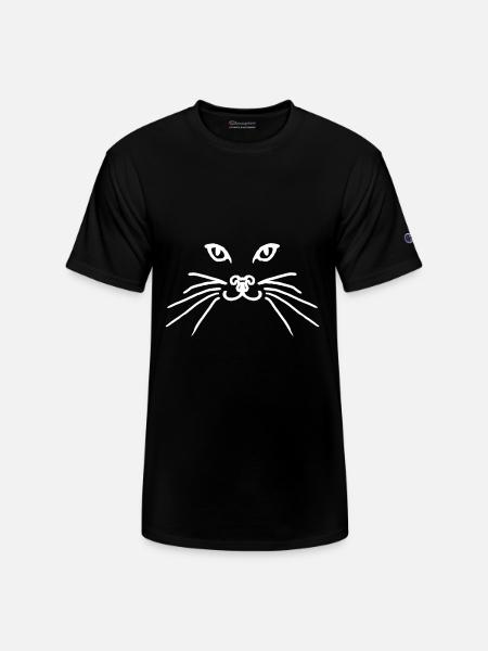 Cat face white - Champion Unisex T-Shirt - black