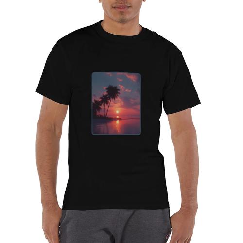 Tropical Sunset Ocean Reflection Design - Champion Unisex T-Shirt