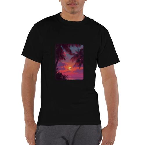 Tropical Sunset Palm Silhouette Design - Champion Unisex T-Shirt
