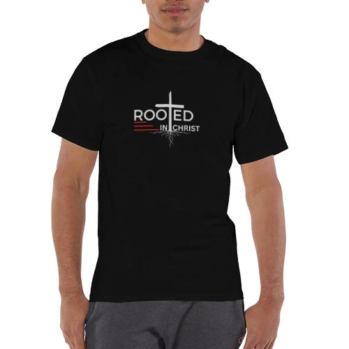 Rooted in Christ (white) - Colossians 2:7 - Champion Unisex T-Shirt