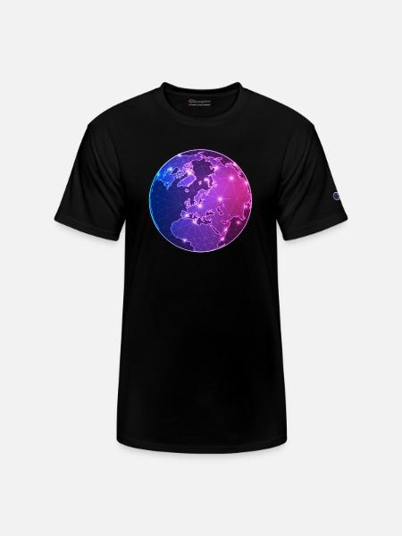 Geometric World Map - Champion Unisex T-Shirt - black
