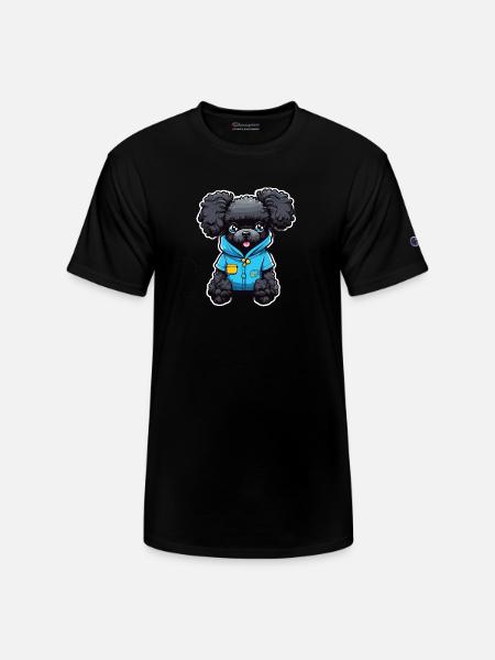 Poodle in Blue Pajamas - Champion Unisex T-Shirt - black