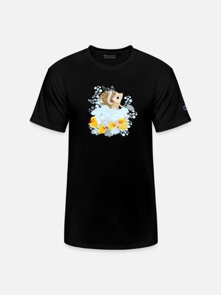 hedgehog, bubbles and Rubber Duckies - Champion Unisex T-Shirt - black