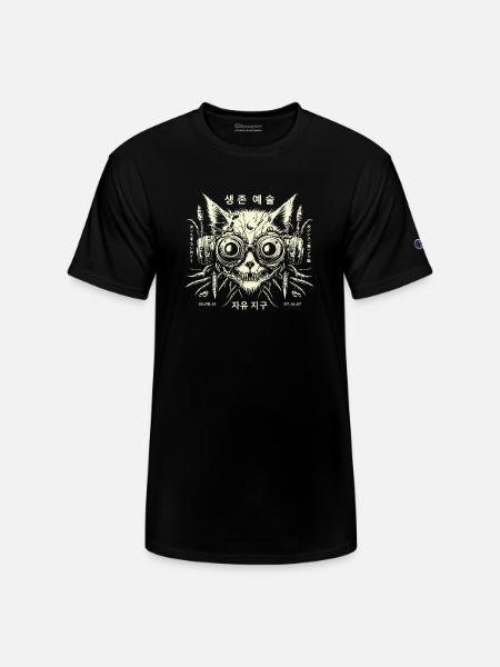 Korean gamer cat - Champion Unisex T-Shirt - black
