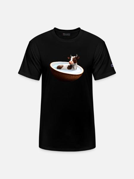 Cow in coconut - Champion Unisex T-Shirt - black