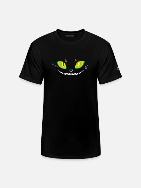 Creepy Cat Face - Champion Unisex T-Shirt - black