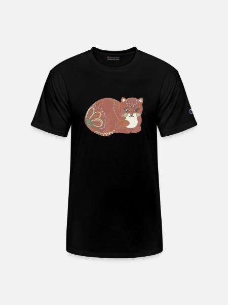 Folk art comfy cat - Champion Unisex T-Shirt - black