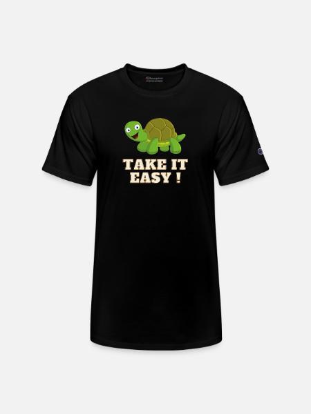 Take It Easy Turtle - Champion Unisex T-Shirt - black
