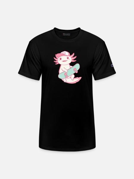 Axolotl Skater - Champion Unisex T-Shirt - black