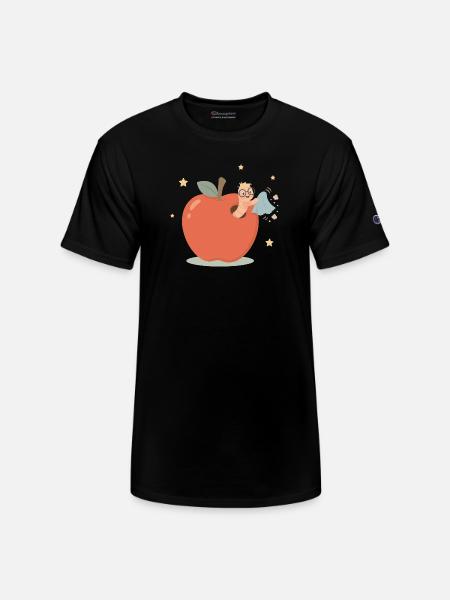 Funny bookworm cleaning house - Champion Unisex T-Shirt - black