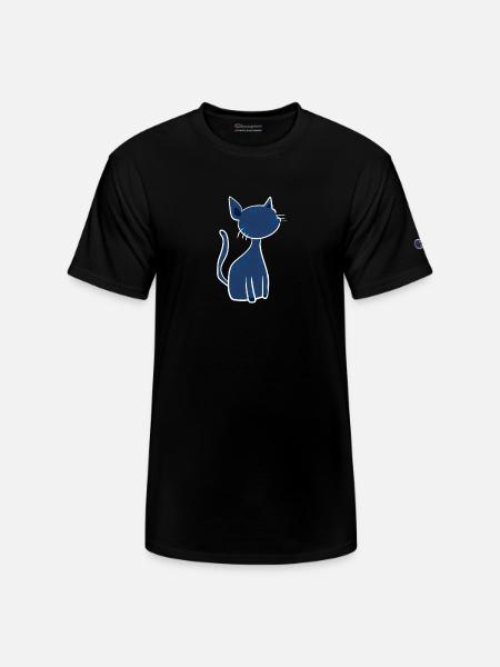 blue cat symbol animal cute - Champion Unisex T-Shirt - black