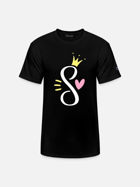 Letter S Princess Crown - Champion Unisex T-Shirt - black
