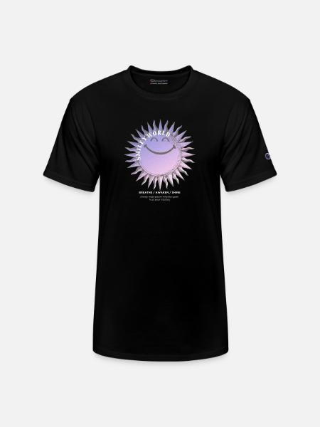 SmileyWorld Smiling Sun In Purple - Champion Unisex T-Shirt - black