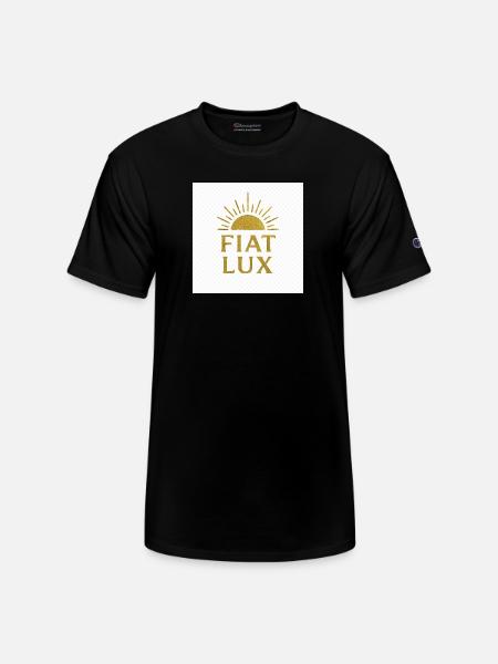 Fiat Lux Gold Sunburst Logo - Champion Unisex T-Shirt - black