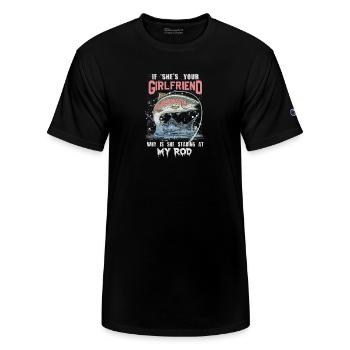 Funny girlfriend fishing - Champion Unisex T-Shirt - black - Front