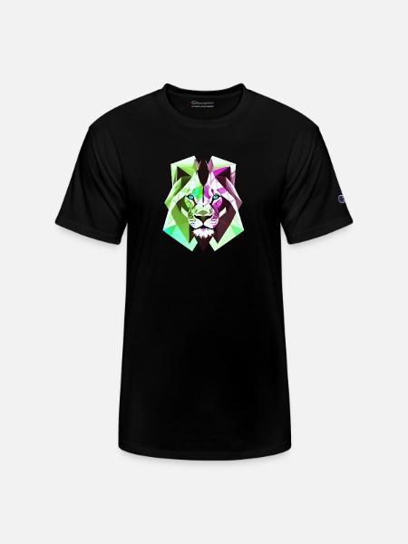 Polygon lion - Champion Unisex T-Shirt - black