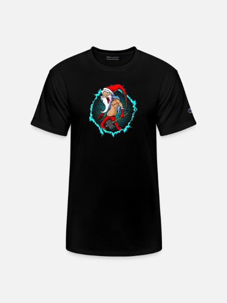 The Crazy Santa With Halftone - Champion Unisex T-Shirt - black