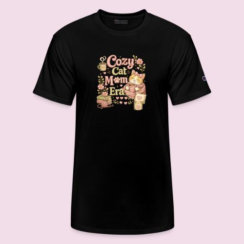 Cozy Cat Mom Era Faux Stitched Design - Champion Unisex T-Shirt