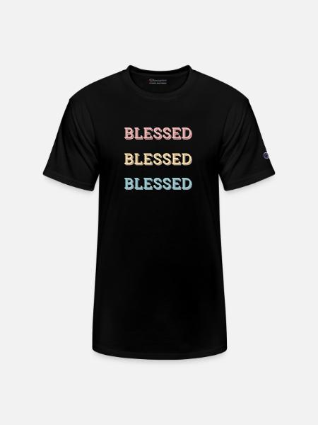 Repeated blessed qoute - Champion Unisex T-Shirt - black