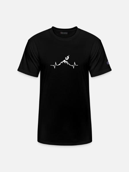 Snowboarding - Snowboarder, Mountain & ECG - Champion Unisex T-Shirt - black