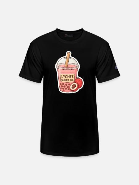 Lychee Bubble Tea Illustration - Champion Unisex T-Shirt - black