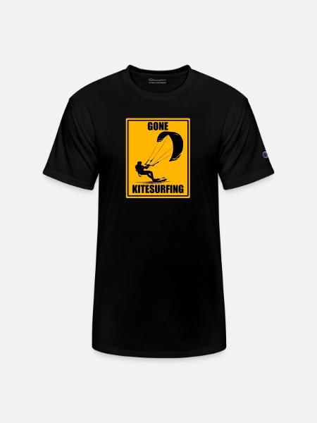 Gone Kitesurfing Sign - Champion Unisex T-Shirt - black