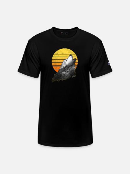 Wolf Howling At The Moon - Champion Unisex T-Shirt - black