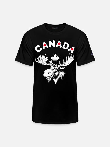 Canadian Moose with Maple Leaf Emblem - Champion Unisex T-Shirt - black