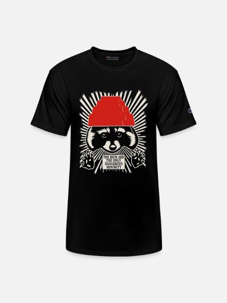 Raccoon DEVO Hat Poster – Bold Political Art Print - Champion Unisex T-Shirt - black