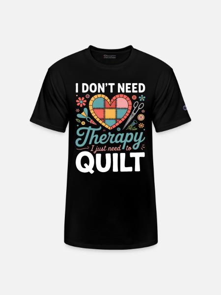 Therapy Quilt Heart Patch - Champion Unisex T-Shirt - black