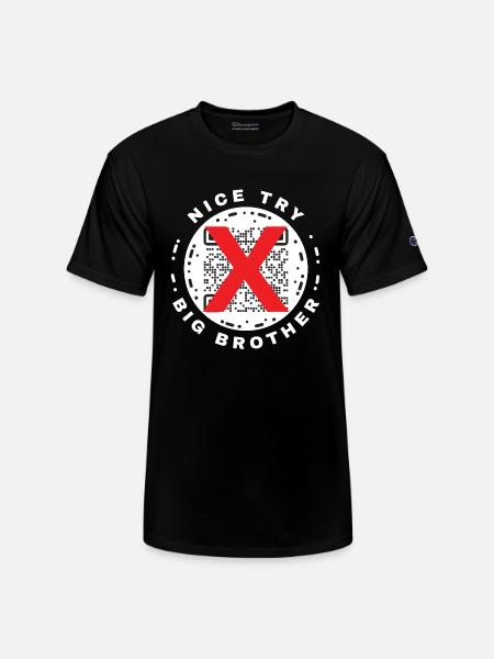Nice Try Big Brother Privacy QR Code Design - Champion Unisex T-Shirt - black