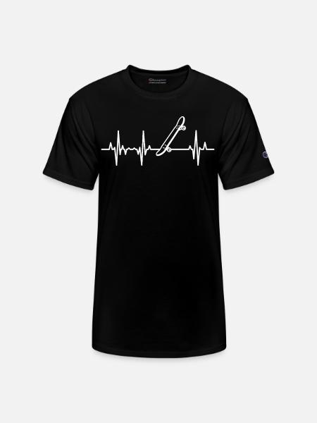 Skateboard ECG Heartline - Champion Unisex T-Shirt - black