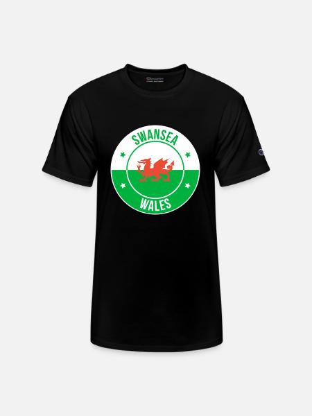 Dragon Crest Swansea Wales - Champion Unisex T-Shirt - black