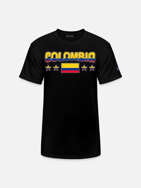 Colombia Flag Stars Graphic Tee - Champion Unisex T-Shirt - black
