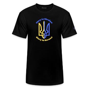 Glory to Heroes, Glory to Ukraine, Ukraine - Champion Unisex T-Shirt - black - Front