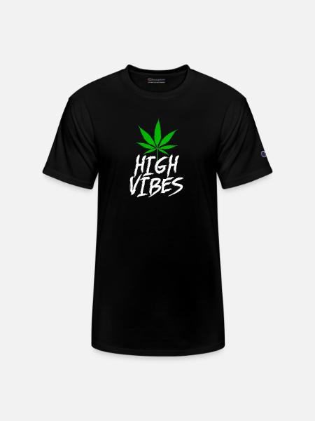 High Vibes Weed Leaf - Champion Unisex T-Shirt - black