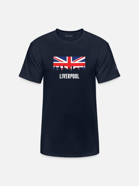 British Flag Liverpool Skyline - Champion Unisex T-Shirt - navy