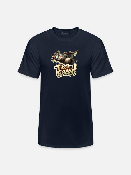 Take It Easy Sloth Graphic - Champion Unisex T-Shirt - navy