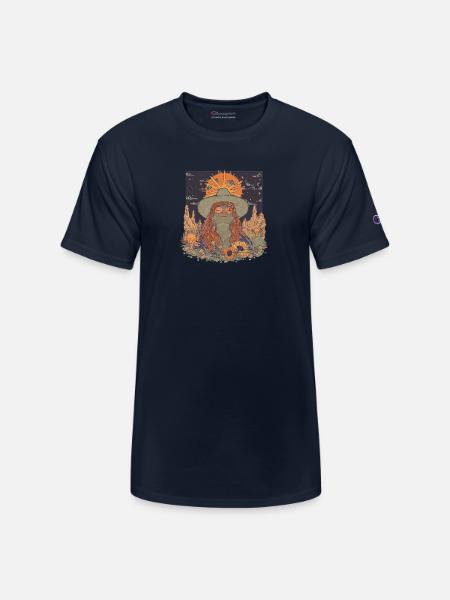 Mystic Sunflower Dreamer Illustration - Champion Unisex T-Shirt - navy