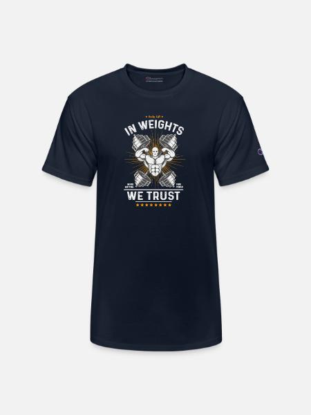 Weights We Trust Gym Emblem - Champion Unisex T-Shirt - navy