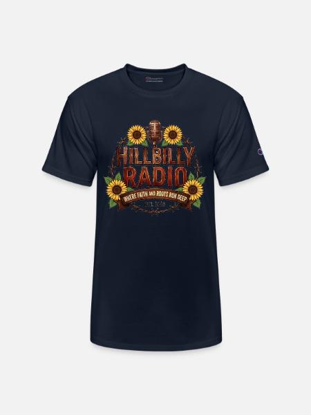 Hillbilly_Radio_Logo_Sunflowers - Champion Unisex T-Shirt - navy