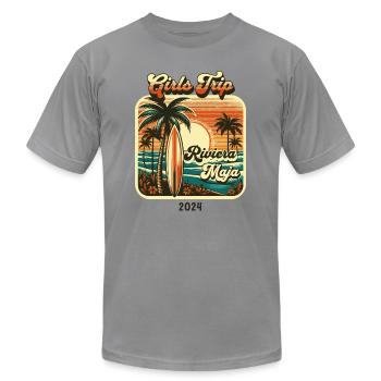 Riviera Maya Girls Getaway 2024 Tee - Unisex Jersey T-Shirt by Bella + Canvas - slate - Front - Jose (178cm)