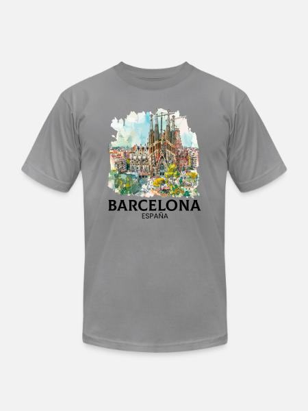 barcelona spain espana - Unisex Jersey T-Shirt by Bella + Canvas - slate