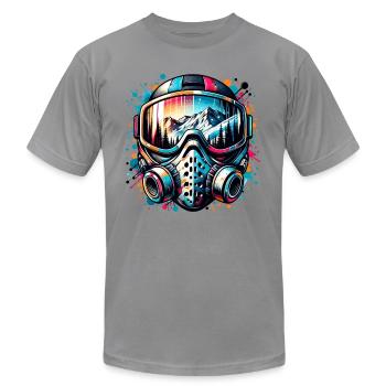 Vibrant Mountain Adventure Masque à gaz Art - T-shirt unisexe Bella + Canvas - ardoise - Devant - Jose (178cm)