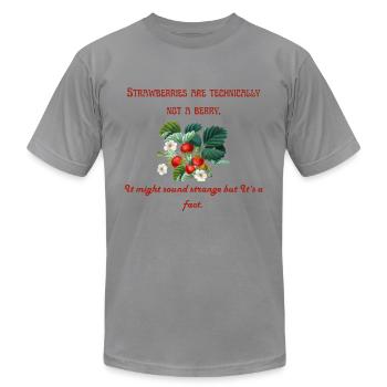 Strawberries are technically not a berry! - Unisex Jersey T-Shirt by Bella + Canvas - slate - Front - Jose (178cm)